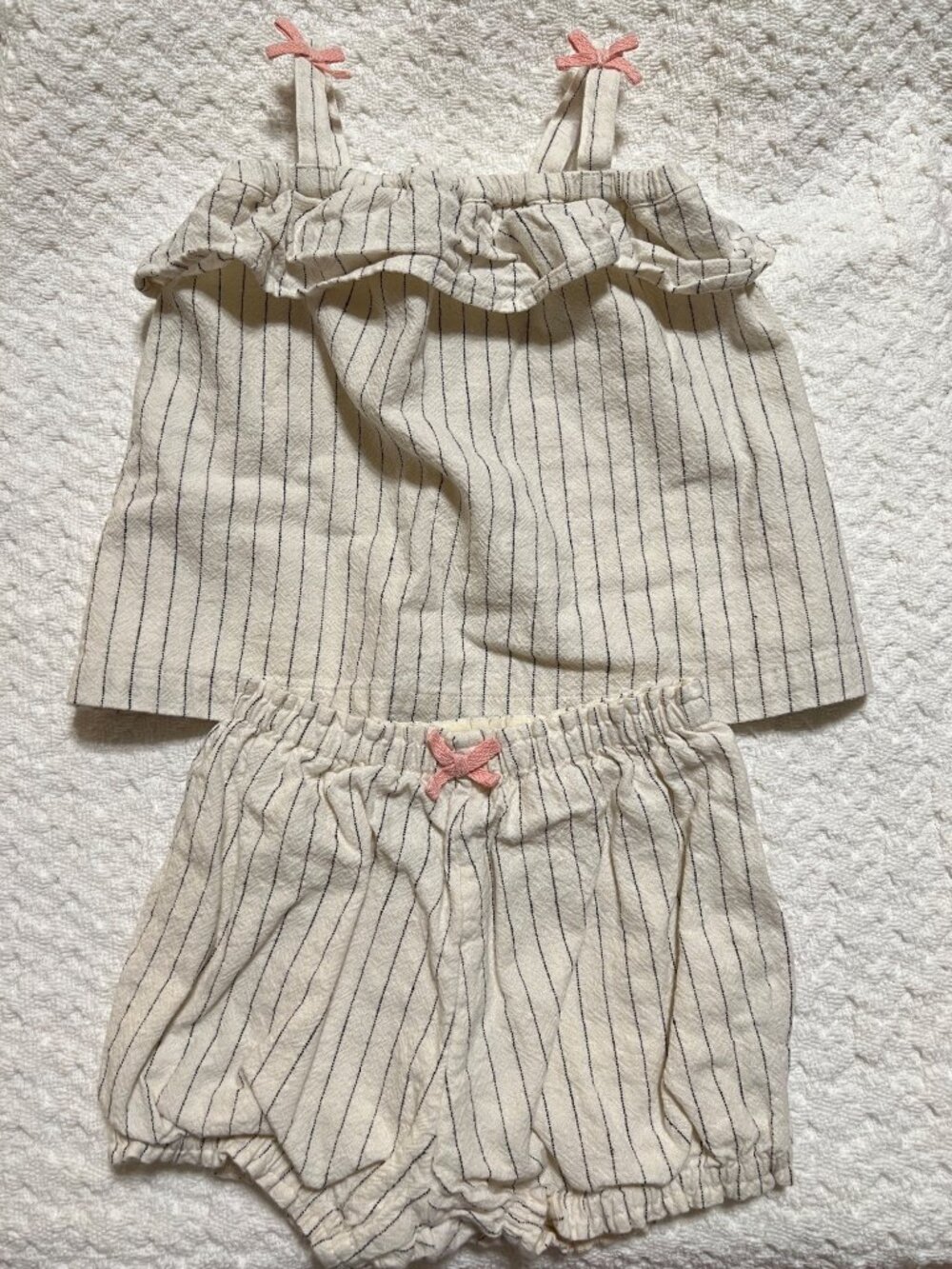 Marks & Spencer Baby Girls Top & Bloomers Set 12-18M Cotton/Linen
